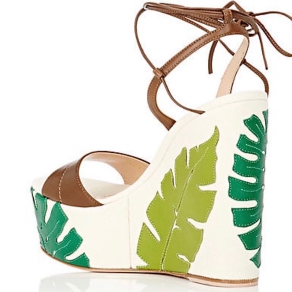 SALE Gianvito Rossi Grenada LeatherCanvas Wedge 37 - Picture 3 of 14